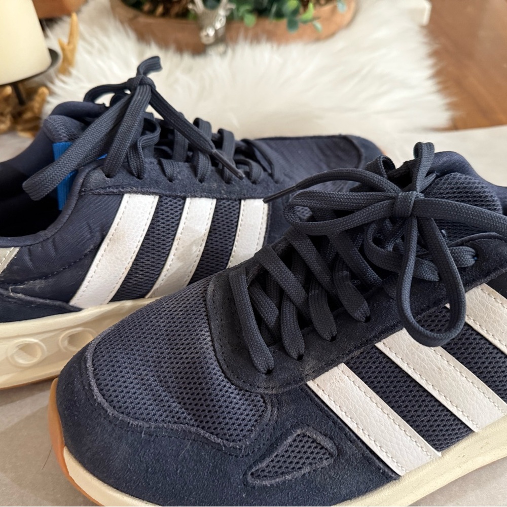 Adidas Navy and White Athletic Shoes.